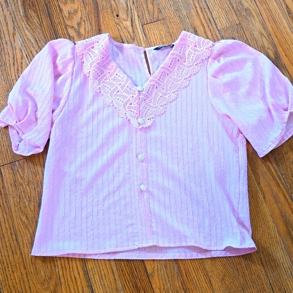 Splash Tops - Splash Pink Crop Top Short Sleeve Size 6